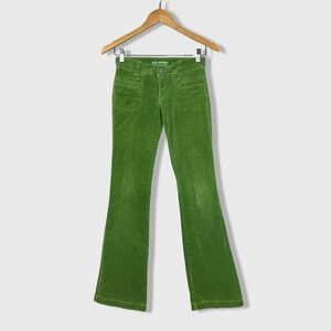 Y2K Clash Cordury Flare Wide Leg Pants Womens 0 Green Retro Dark Academia Street